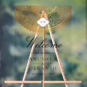 White Gold Mandala Indian Wedding Welcome Acryl Bord (Neutraal)