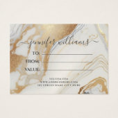 White Gold Marble Business Gift Certificate Visitekaartje (Achterkant)