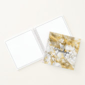 White Gold Marble en Monogram Sketchbook Notitieboek (Binnen)