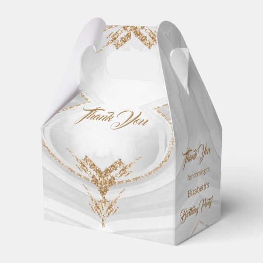 White Gold Marble Hartelijk dank Bedankdoosjes (Achterkant)