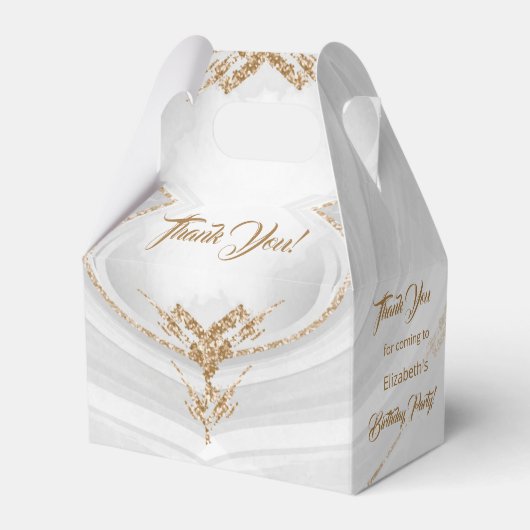 White Gold Marble Hartelijk dank Bedankdoosjes (Voorkant Zijde)