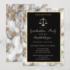 White Gold Marble Law School Graduparty Kaart