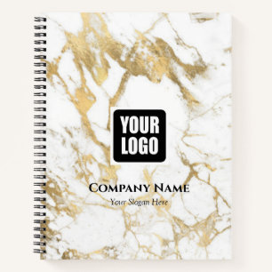 White & Gold Marble, Logo, Bus.Name Website Promo Notitieboek