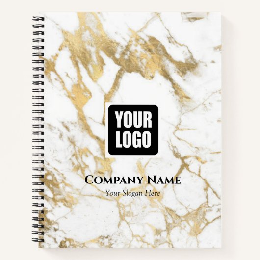 White & Gold Marble, Logo, Bus.Name Website Promo Notitieboek (Voorkant)