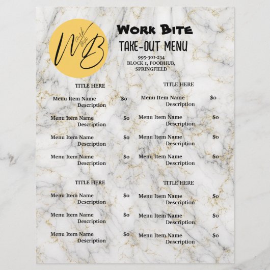 White Gold Marble Restaurant Afsluiten Menu QR-cod (Voorkant)