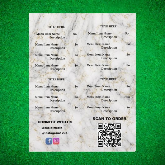 White Gold Marble Restaurant Afsluiten Menu QR-cod