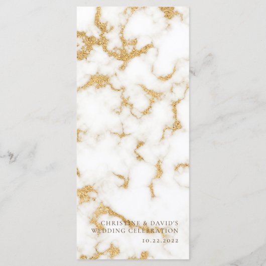 White Gold Marble Texture Wedding Menu (Achterkant)