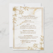 White gold marble wedding invitation kaart (Achterkant)