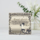 White Gold Masquerade Masker Masker Elegant Ball P Kaart (Staand voorkant)