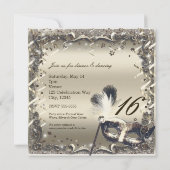 White Gold Masquerade Masker Masker Elegant Ball P Kaart (Achterkant)