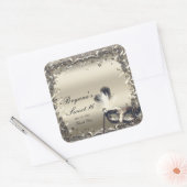 White Gold Masquerade Masker Masker Elegant Ball P Vierkante Sticker (Envelop)