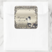 White Gold Masquerade Masker Masker Elegant Ball P Vierkante Sticker (Tas)