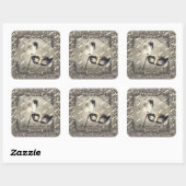 White Gold Masquerade Masker Masker Elegant Ball P Vierkante Sticker (Vel)
