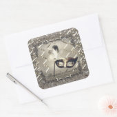 White Gold Masquerade Masker Masker Elegant Ball P Vierkante Sticker (Envelop)
