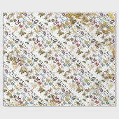 White Gold Meadow Butterfly snijdt Pareltjes marme Cadeaupapier (Vlak)