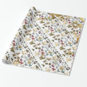 White Gold Meadow Butterfly snijdt Pareltjes marme Cadeaupapier (Uitgerold)