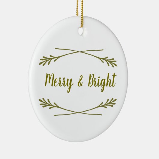 White & Gold Merry & Bright Keramisch Ornament (Rechts)