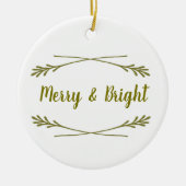 White & Gold Merry & Bright Keramisch Ornament (Voorkant)