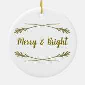 White & Gold Merry & Bright Keramisch Ornament (Achterkant)