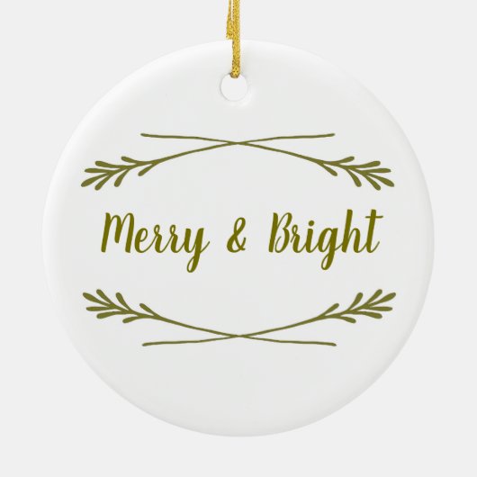 White & Gold Merry & Bright Keramisch Ornament (Achterkant)