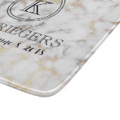 White Gold Metallic marble Monogram Weddenschap Snijplank (Hoek)