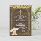 White & Gold Mexican Charro baptisme & 3rd Birthda Kaart (Staand voorkant)