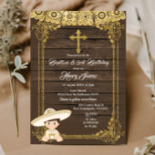 White & Gold Mexican Charro baptisme & 3rd Birthda Kaart