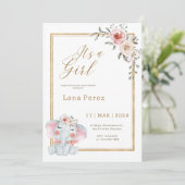 White Gold Minimalist Animal Baby shower Kaart (Staand voorkant)