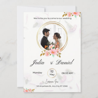 White Gold Minimalist The Wedding Invitation Kaart