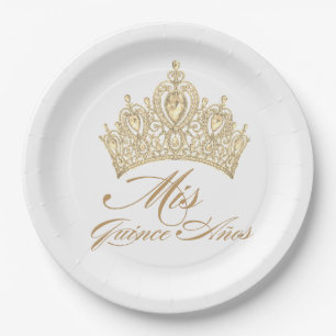 White Gold Mis Quince Anos Chic Elegant Tiara Papieren Bordje