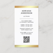 White Gold Model Actress QR Code 2 Photo Collage Visitekaartje (Achterkant)