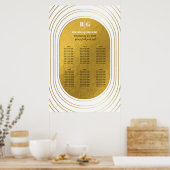 White & Gold Modern Arch Wedding Seding Chart Poster (Keuken)