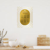 White & Gold Modern Arch Wedding Seding Chart Poster (Keuken)