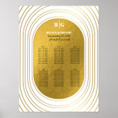 White & Gold Modern Arch Wedding Seding Chart Poster (Voorkant)