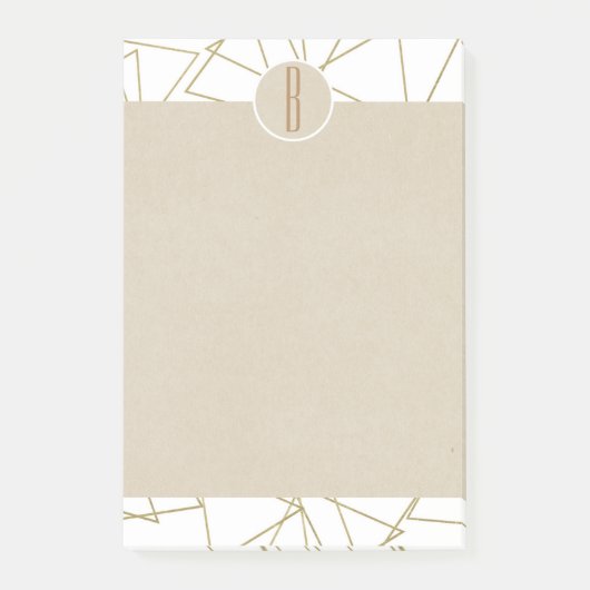 White Gold Modern Geometric Kraft Rustic Monogram Post-it® Notes (Voorkant)