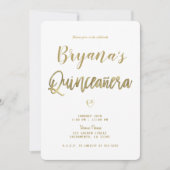 White & Gold Modern Minimal Chic 15 Quinceañera Kaart (Voorkant)