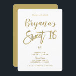 White & Gold Modern Minimal Chic Sweet 16 Kaart<br><div class="desc">Aanpassen voor elke gebeurtenis</div>