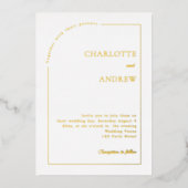 White gold modern minimalist luxury wedding folie uitnodiging (Voorkant)