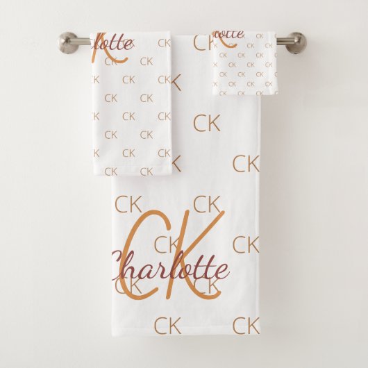 White gold monogram initiaal name script elegant bad handdoek (Insitu)