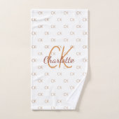 White gold monogram initiaal name script elegant bad handdoek (Handdoek)
