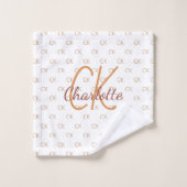 White gold monogram initiaal name script elegant bad handdoek (Wasdoekje)