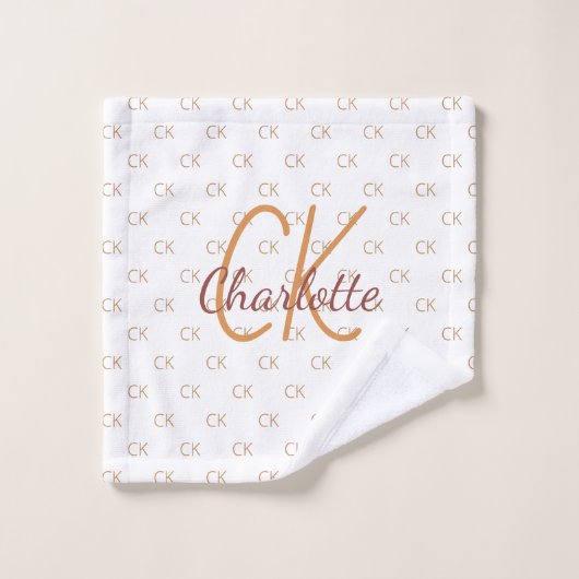 White gold monogram initiaal name script elegant bad handdoek (Wasdoekje)