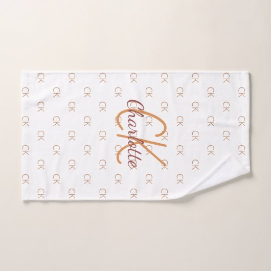 White gold monogram initiaal name script elegant bad handdoek (Handdoek)