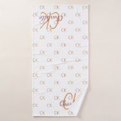 White gold monogram initiaal name script elegant badhanddoek (Badhanddoek)