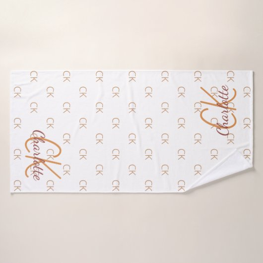 White gold monogram initiaal name script elegant badhanddoek (Badhanddoek)