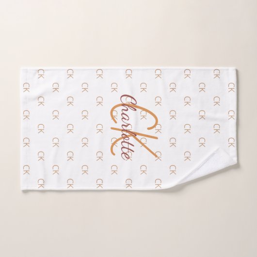White gold monogram initiaal name script elegant handdoek (Handdoek)