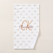 White gold monogram initiaal name script elegant handdoek (Handdoek)
