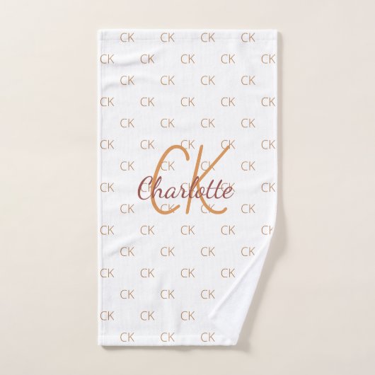 White gold monogram initiaal name script elegant handdoek (Handdoek)