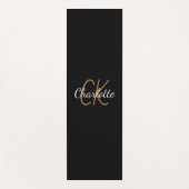 White gold monogram initiaal name script elegant yogamat (Voorkant)