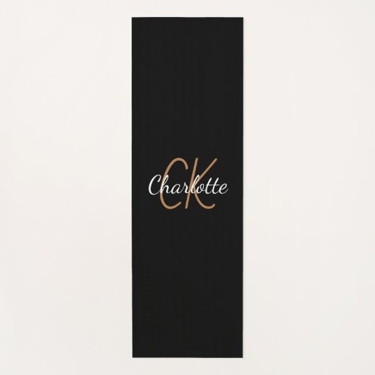 White gold monogram initiaal name script elegant yogamat (Voorkant)